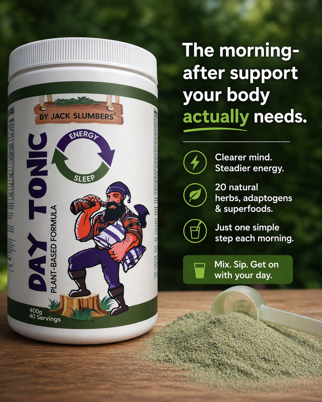 Day tonic supplement jar with features